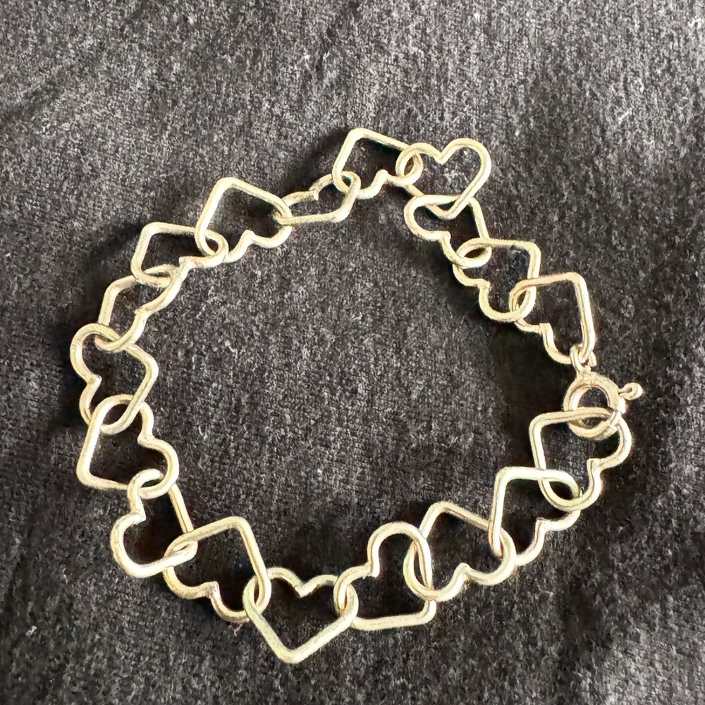 924 Sterling Silver Heart Link Bracelet size 6 $33